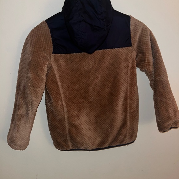 LL BEAN BOYS 6x/7 REVERSIBLE BROWN PLUSH & RED PLAID Jacket - Picture 3 of 5